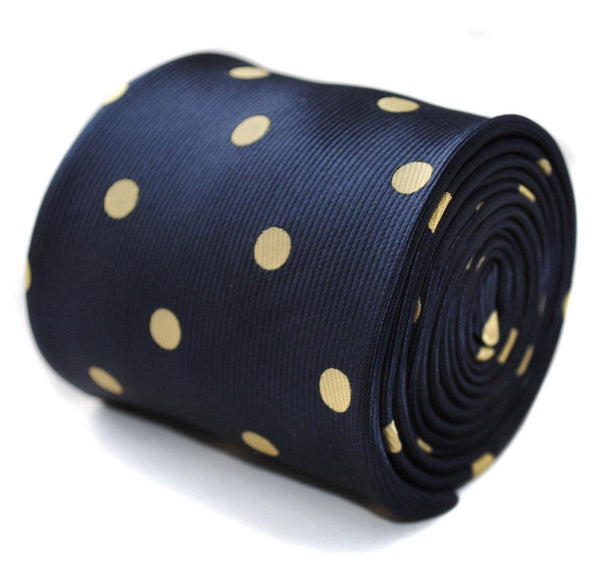 navy tie with yellow polka dots and signature floral reverse
